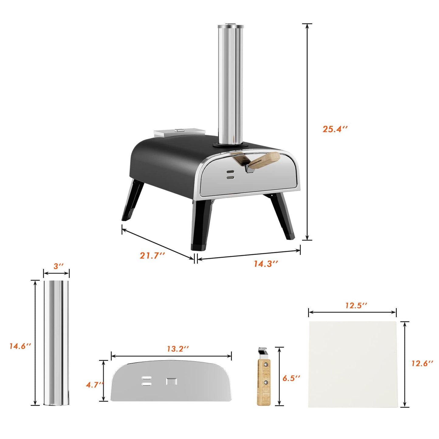 Pizza Oven Outdoor 12" Wood Fired Pizza Ovens Pellet Pizza Stove for outside, Portable Stainless Steel Pizza Oven for Backyard Pizza Oven