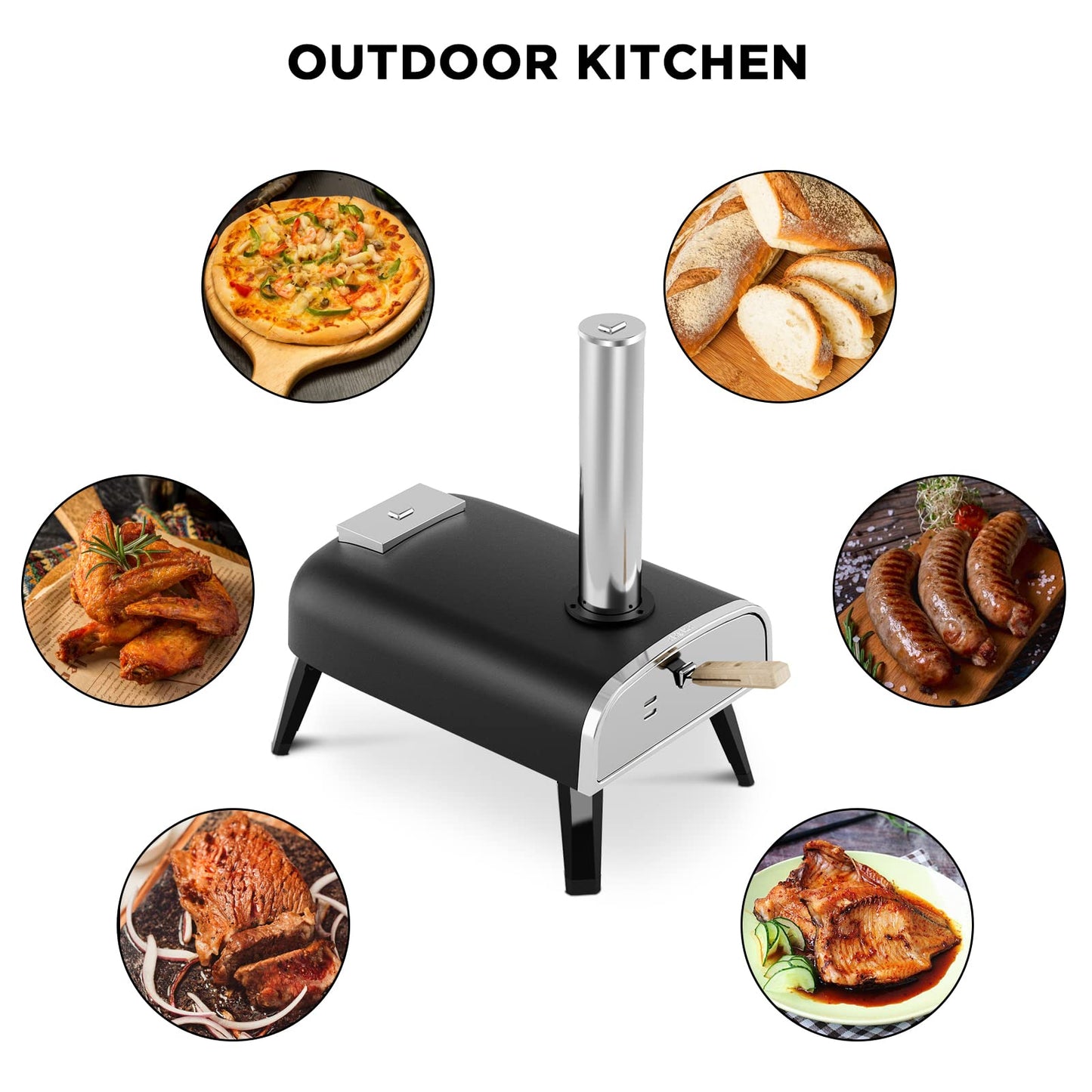 Pizza Oven Outdoor 12" Wood Fired Pizza Ovens Pellet Pizza Stove for outside, Portable Stainless Steel Pizza Oven for Backyard Pizza Oven