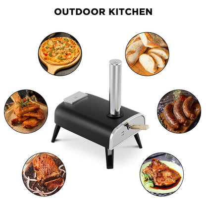 Pizza Oven Outdoor 12" Wood Fired Pizza Ovens Pellet Pizza Stove for outside, Portable Stainless Steel Pizza Oven for Backyard Pizza Oven