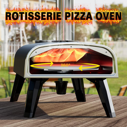 Pizza Oven Outdoor 12" Wood Fired Pizza Ovens Pellet Pizza Stove for outside, Portable Stainless Steel Pizza Oven for Backyard Pizza Oven