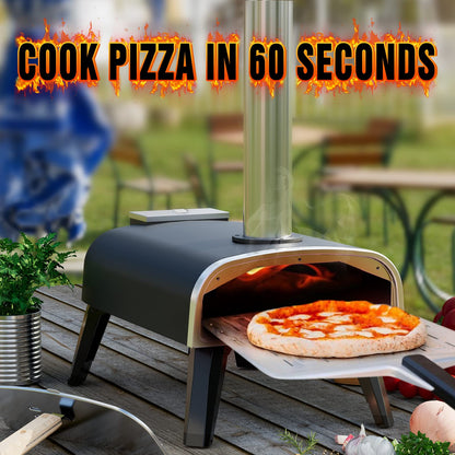 Pizza Oven Outdoor 12" Wood Fired Pizza Ovens Pellet Pizza Stove for outside, Portable Stainless Steel Pizza Oven for Backyard Pizza Oven