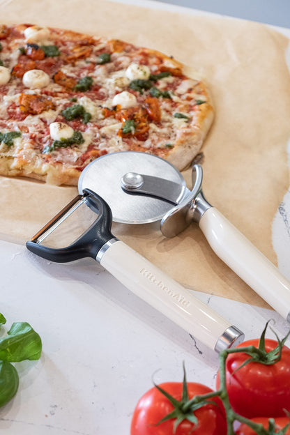 KitchenAid Pizza Cutter and Slicer, Pizza Oven Accessories, Durable and Easy to Clean Almond Cream